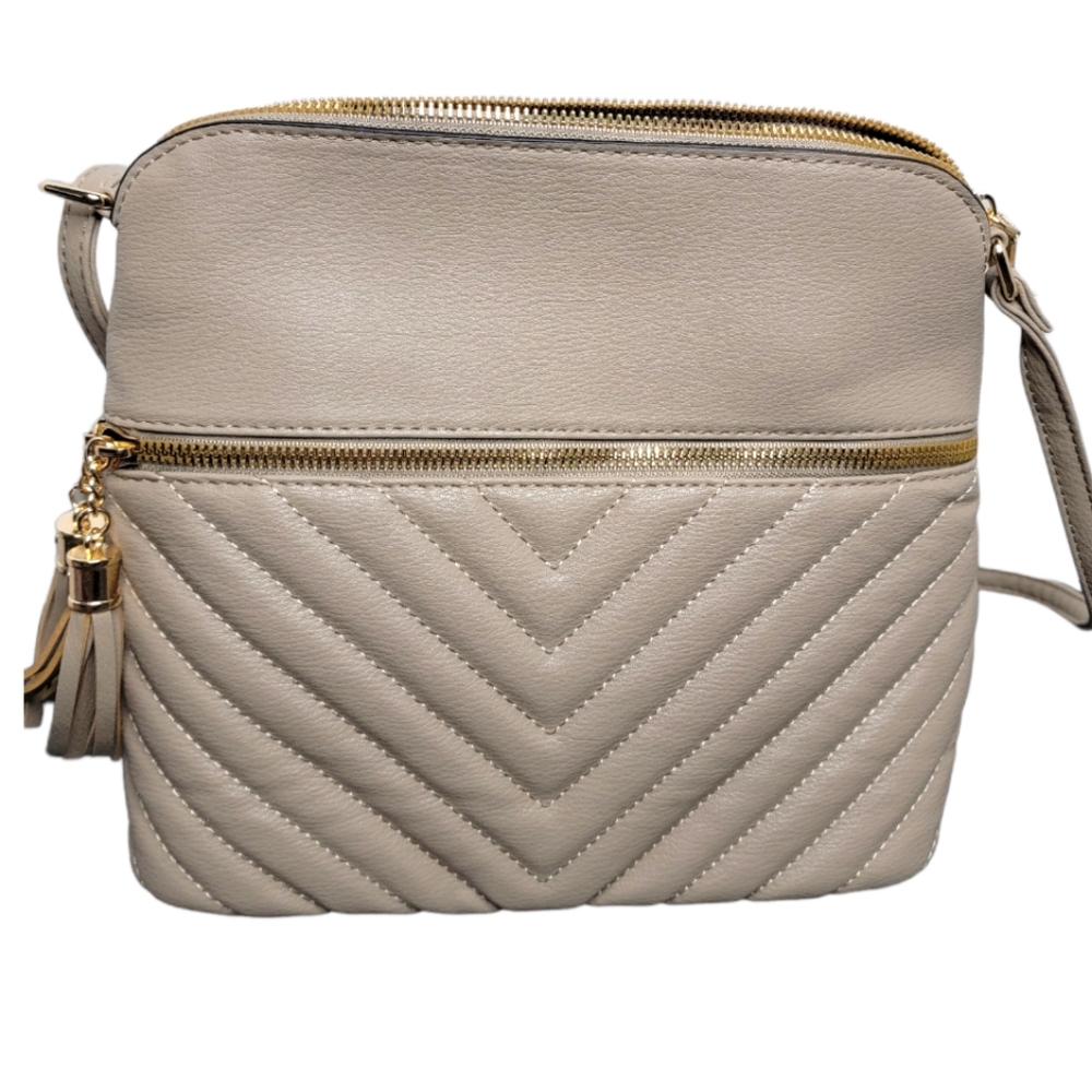 Womens Quilted Tassel Crossbody Bag Purse Fashion Zipper Handbag